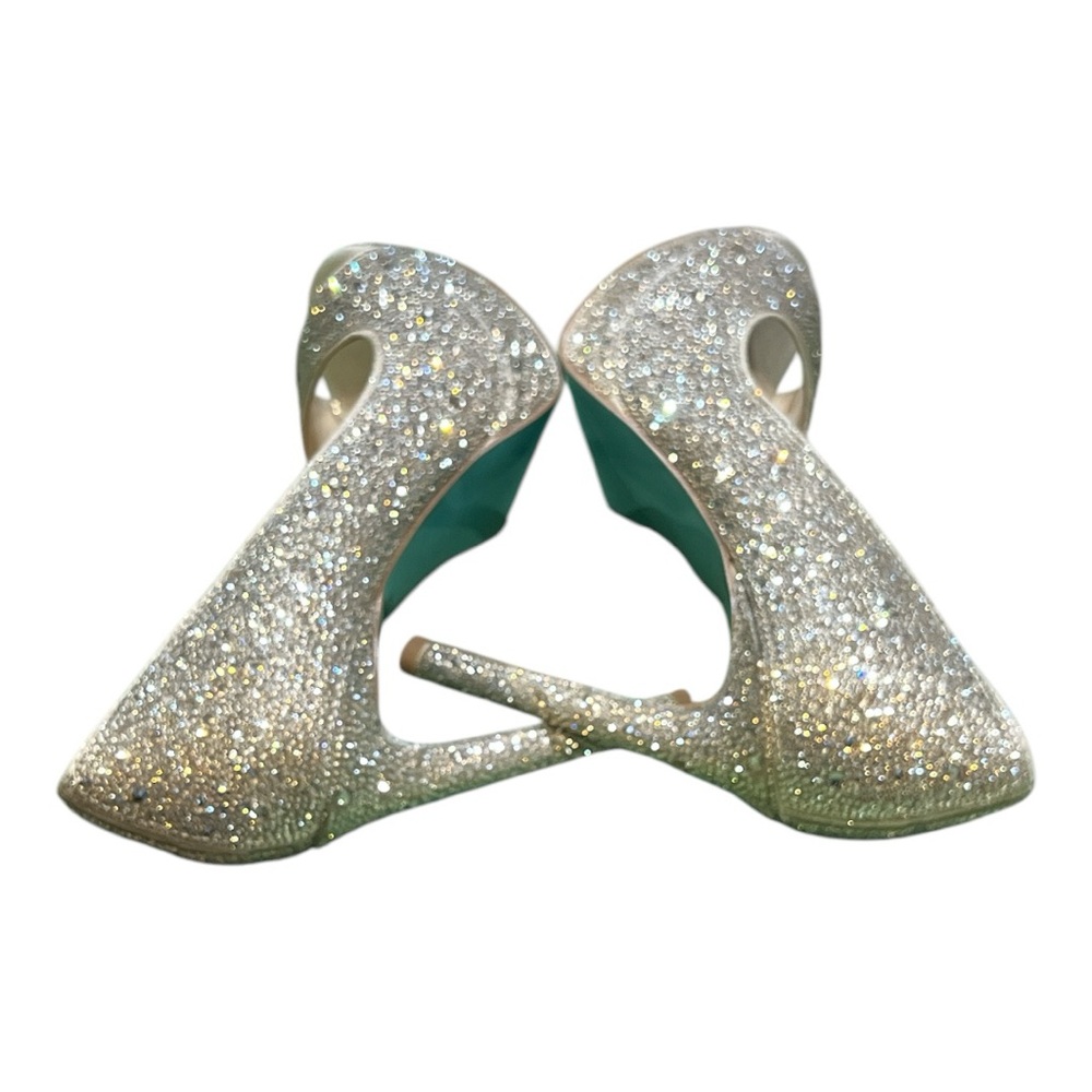 Betsey Johnson Silver Crystal Peep-Toe Platform Pumps - Picture 6 of 6